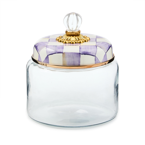 violet check small kitchen canister