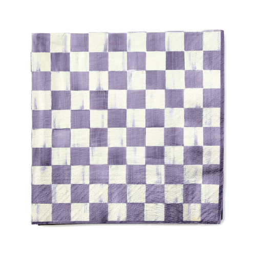 violet check dinner paper napkins