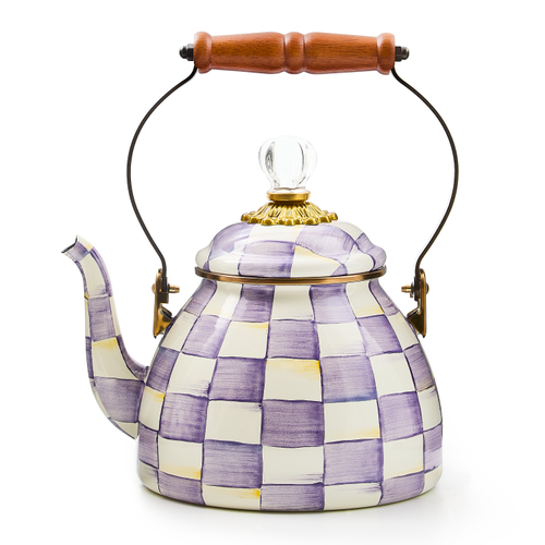 violet check 2 quart tea kettle