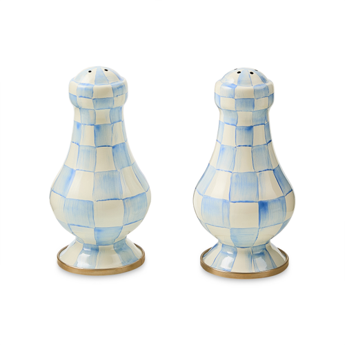 sky check large salt  pepper shakers