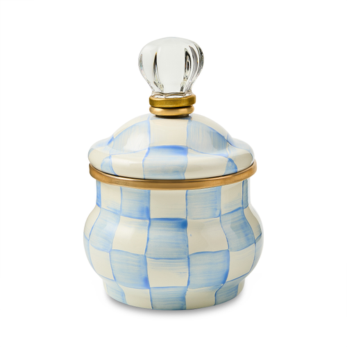sky check lidded sugar bowl