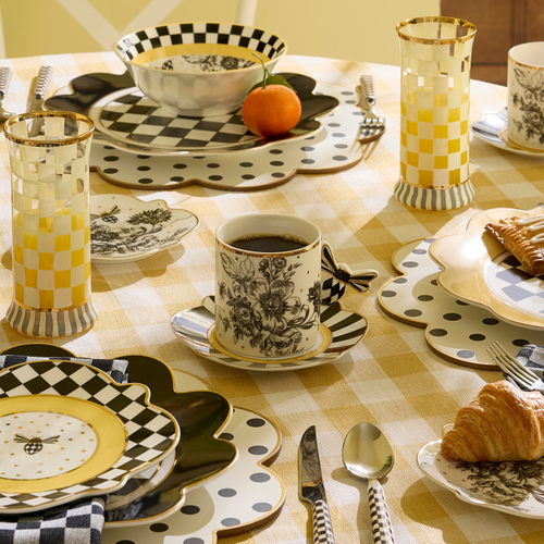 bee toile mug saucer set