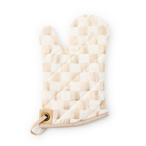 mocha check oven mitt