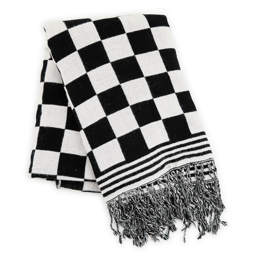 black & white check throw