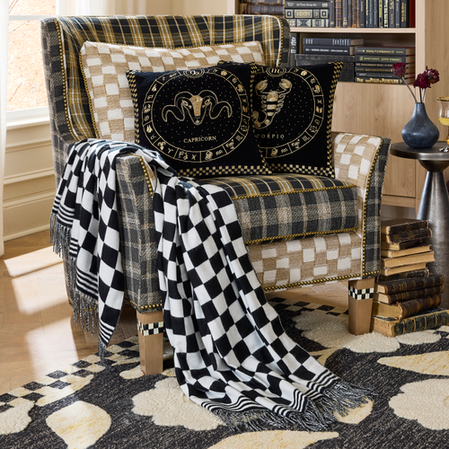 black & white check throw