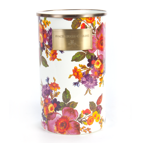 white flower market utensil holder