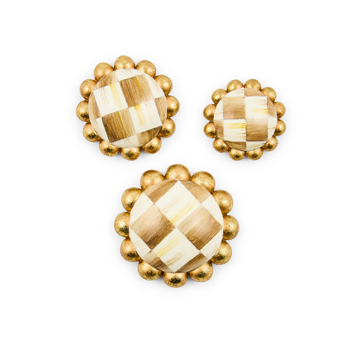 mocha check magnets, set of 3