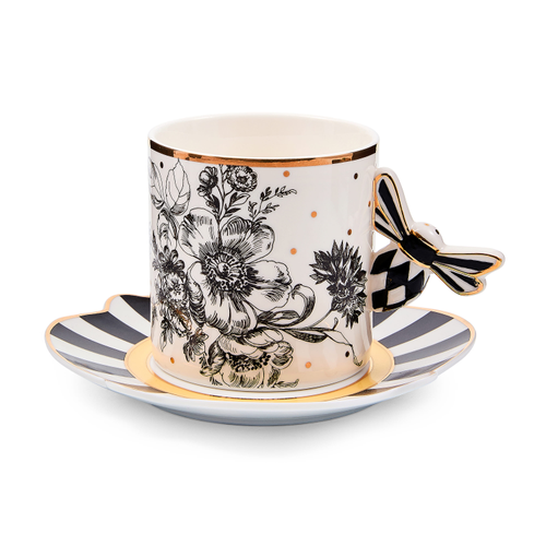 bee toile mug saucer set